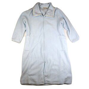 WOMEN'S BLUE FLEECE FULL ZIP NIGHTGOWN ROBE - INTIMATE ESSENTIALS - SIZE 2X